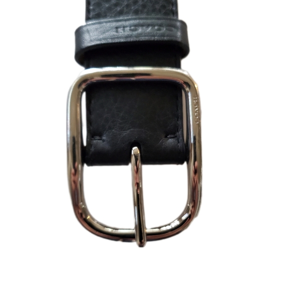 Coach Black Pebble Leather Men's Belt Silver Tone Buckle Size 32 - Picture 11 of 11